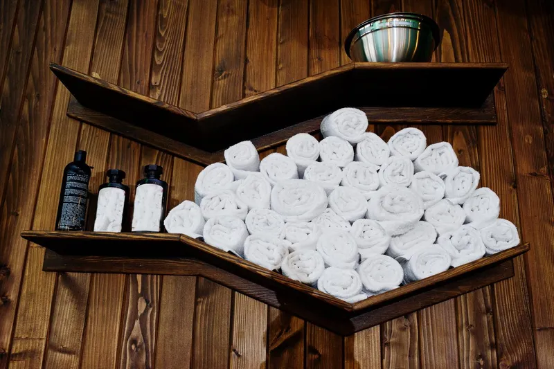 Fresh salon uniforms and towels ready for use