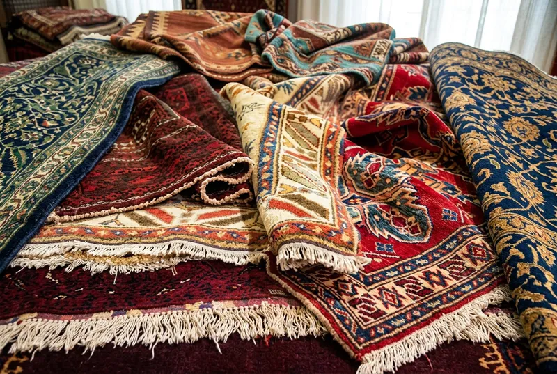 Handmade rug laid out for specialist cleaning